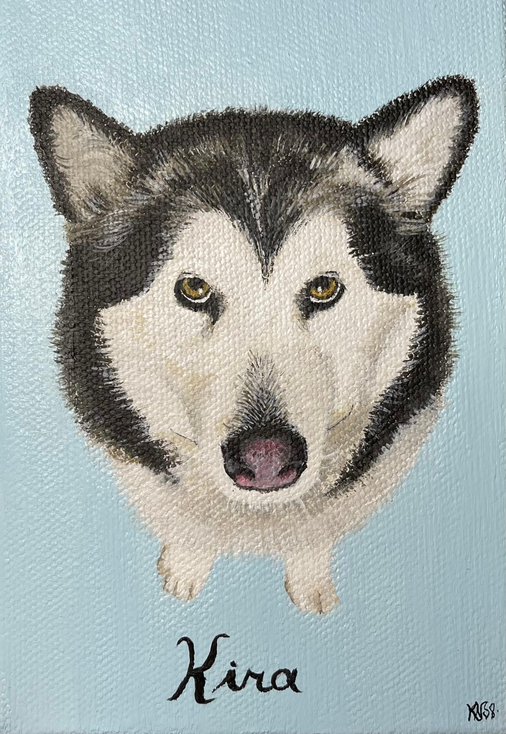 Hand-painted Acrylic Painting pet portrait of Kira